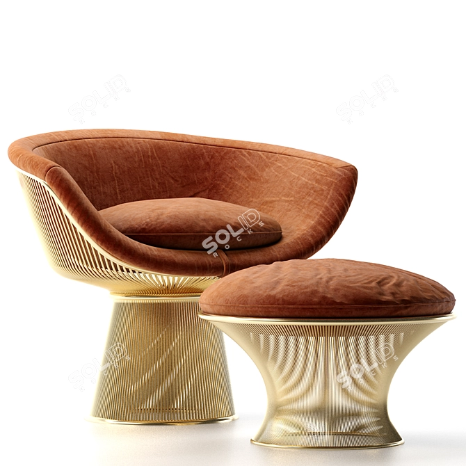 Modern Warren Platner Lounge Chair 3D model image 1