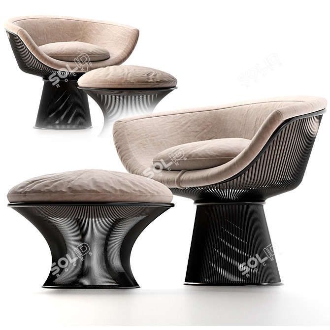 Modern Warren Platner Lounge Chair 3D model image 2