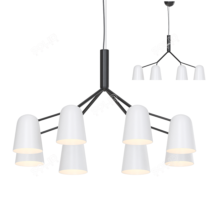 Scandinavian Style White Chandelier 3D model image 1