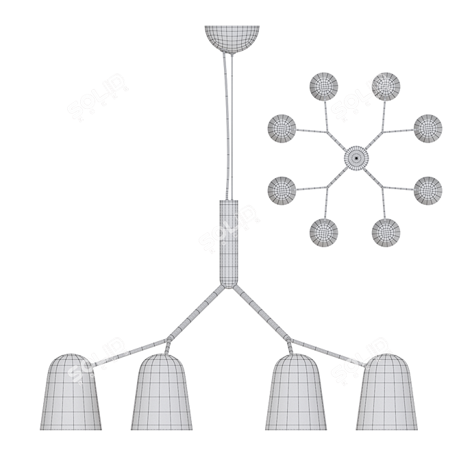 Scandinavian Style White Chandelier 3D model image 3