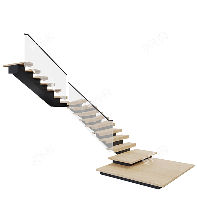 Modern Stairs Model V04 Kit 3D model image 1