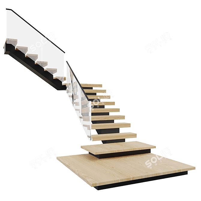 Modern Stairs Model V04 Kit 3D model image 2