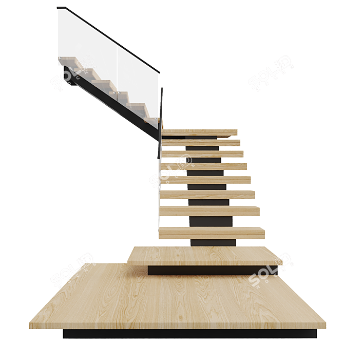 Modern Stairs Model V04 Kit 3D model image 3