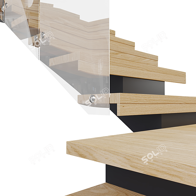 Modern Stairs Model V04 Kit 3D model image 4