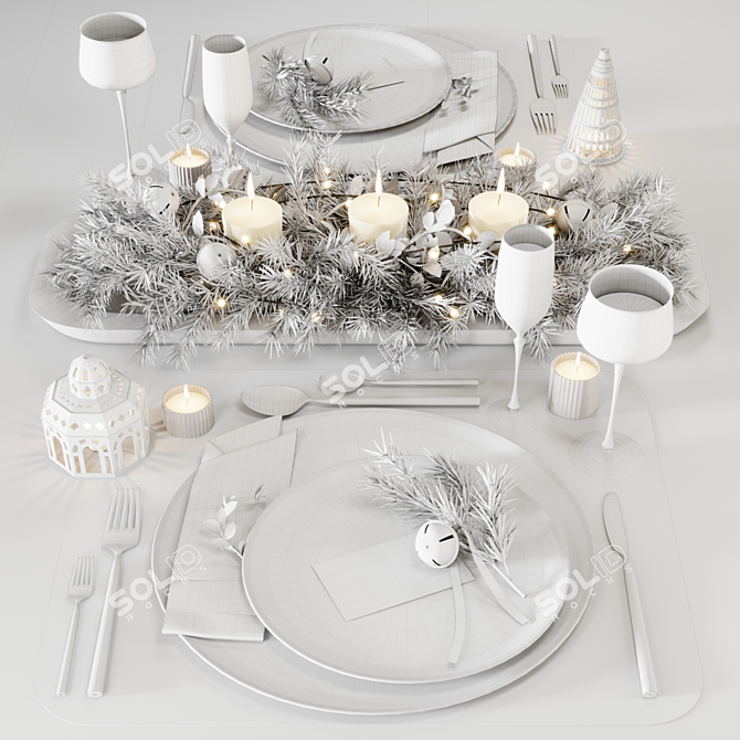  Festive Christmas Table Setting 3D model image 3