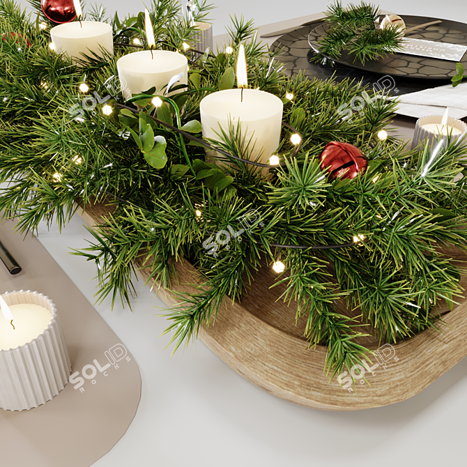  Festive Christmas Table Setting 3D model image 4