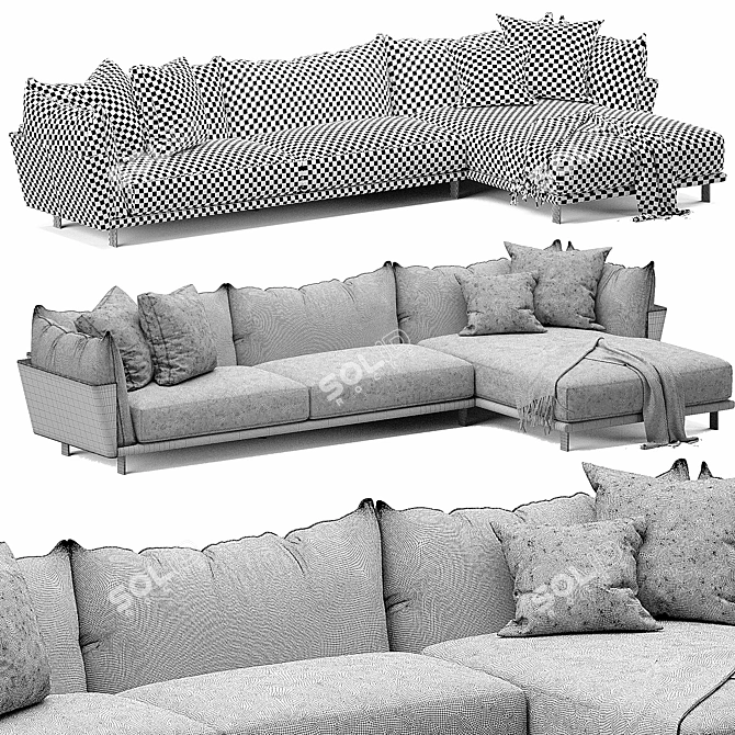 Elegant Bonaldo Blend Chaise Lounge 3D model image 5