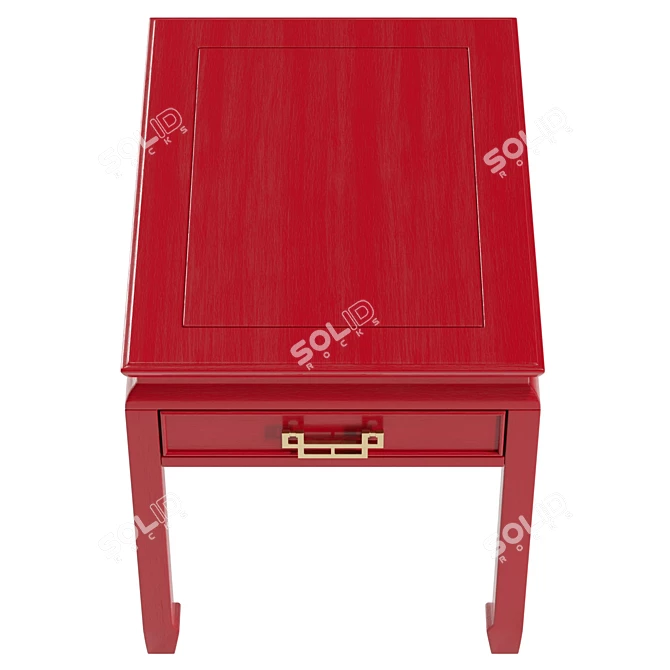 Chinoiserie Red Lacquered End Table 3D model image 3