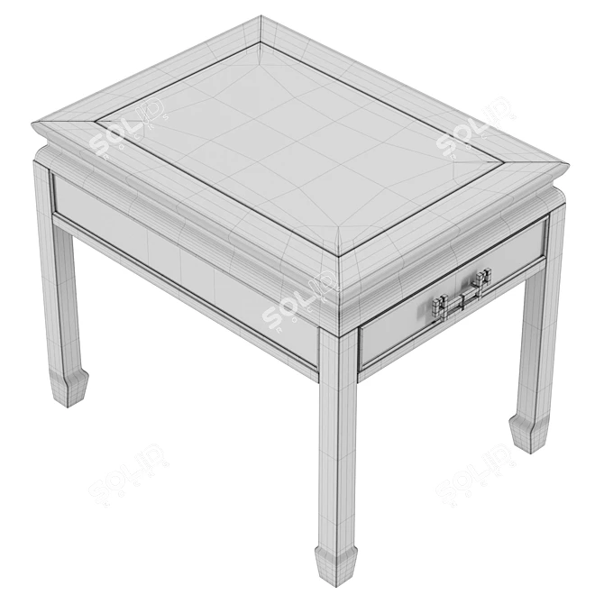 Chinoiserie Red Lacquered End Table 3D model image 6