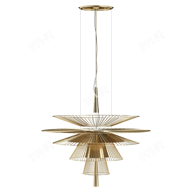 Champagne Gravity Pendant: Large Modern Длинный Лампа 3D model image 3