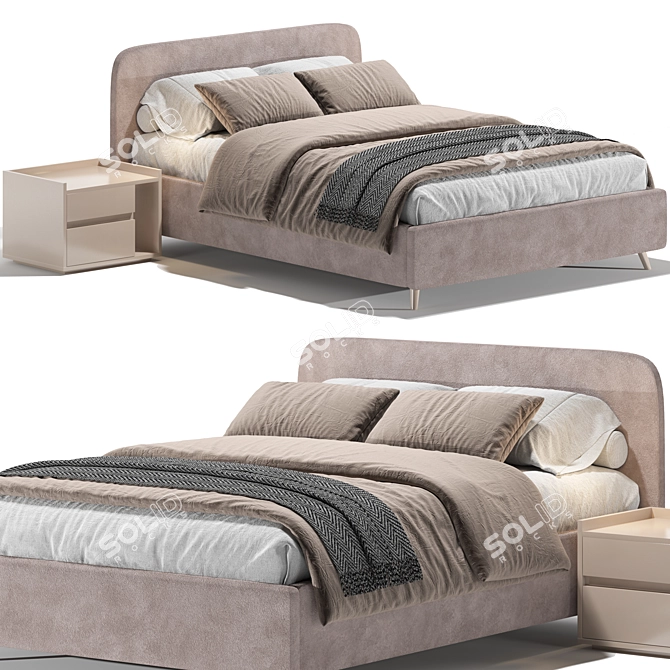 Velvet Beige Bed Lightsy 140 3D model image 1