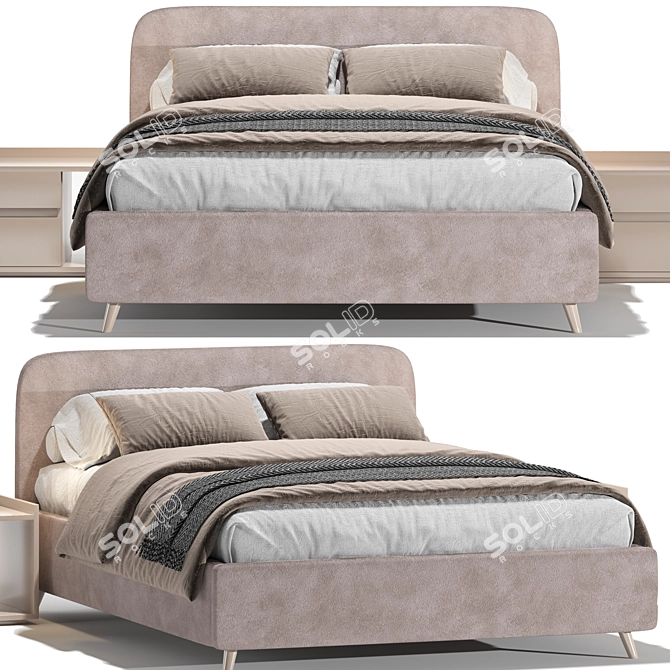 Velvet Beige Bed Lightsy 140 3D model image 2