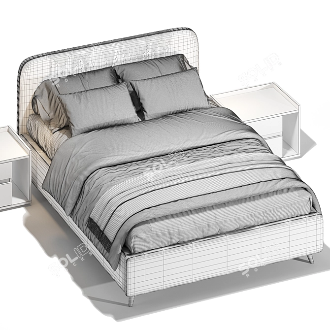 Velvet Beige Bed Lightsy 140 3D model image 3