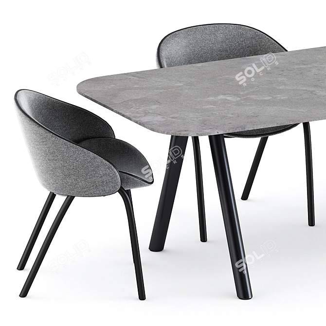 Modern Dining Set: Folium Chairs & Kodo Table 3D model image 2