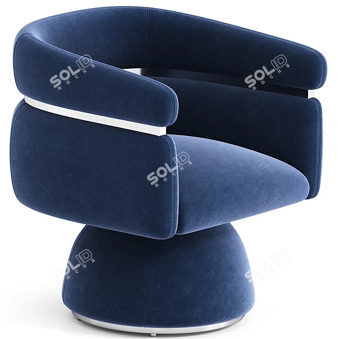 Luxurious Velvet Swivel Chair 3D model image 2