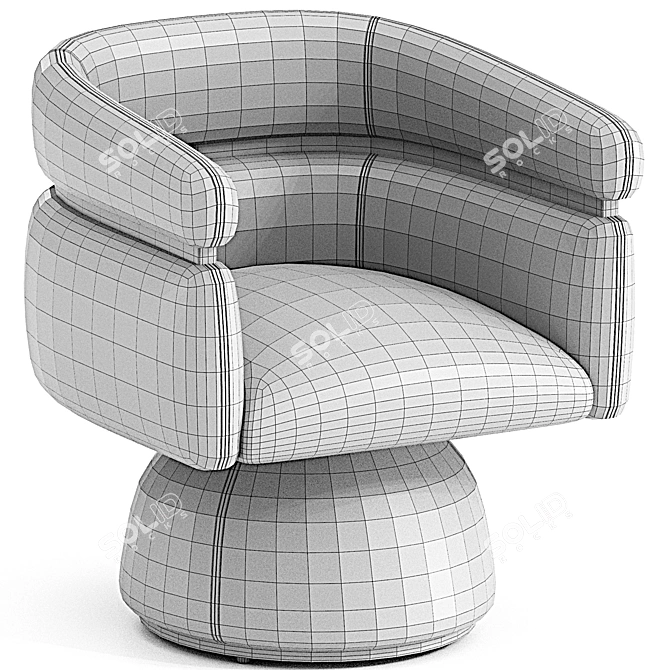 Luxurious Velvet Swivel Chair 3D model image 3