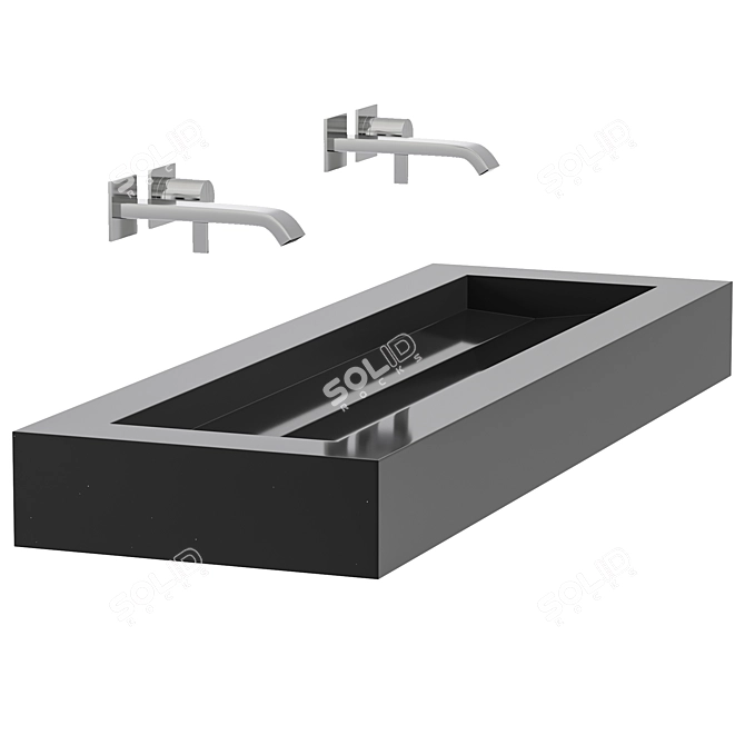 Elegant Corian Double Sink Vanity 3D model image 1