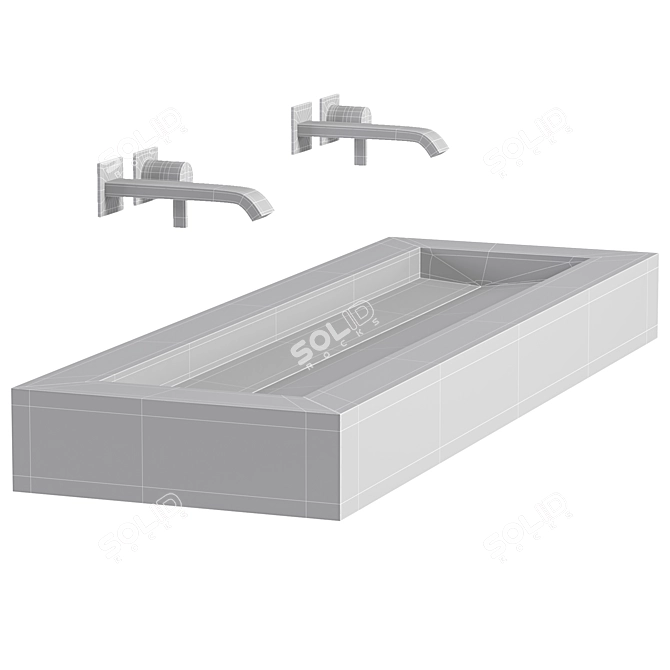 Elegant Corian Double Sink Vanity 3D model image 3