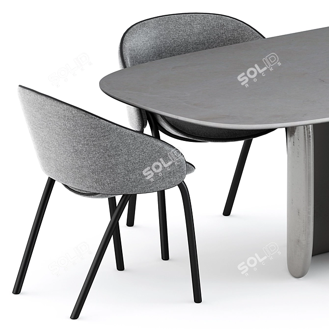 Elegant Folium Chairs & Mellow Table 3D model image 2