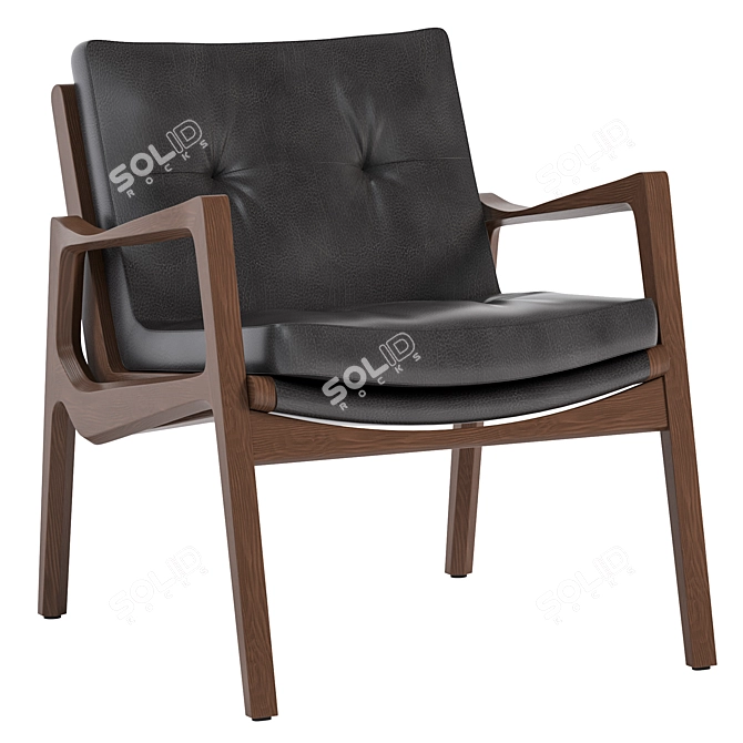 Euvira Leather Lounge Chair: Elegant Comfort 3D model image 1