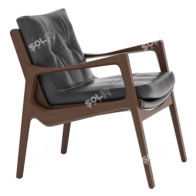 Euvira Leather Lounge Chair: Elegant Comfort 3D model image 2