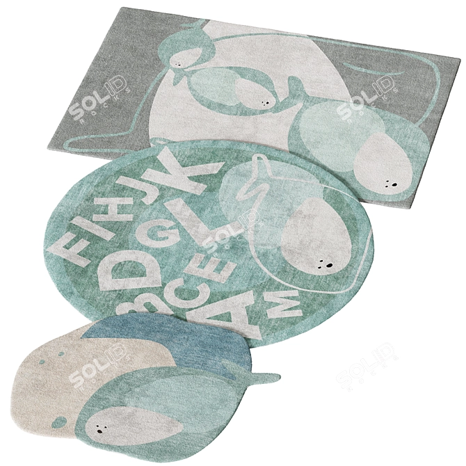 Whimsical Kids' Whale Rugs 3D model image 1