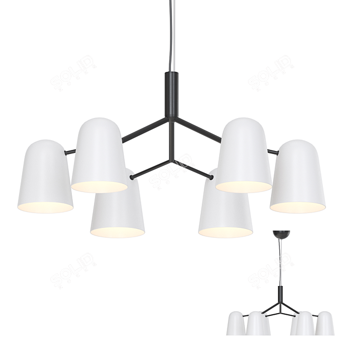Scandinavian Style White Chandelier 3D model image 1