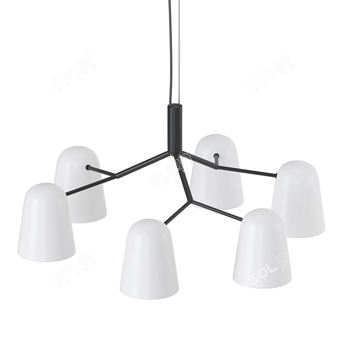 Scandinavian Style White Chandelier 3D model image 2