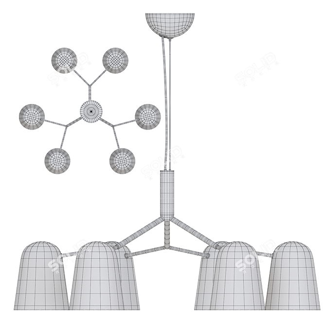 Scandinavian Style White Chandelier 3D model image 3