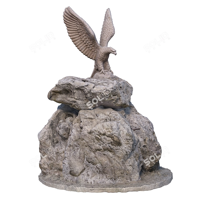 Eagle Sculpture on Stone Base 3D model image 1