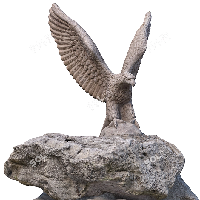 Eagle Sculpture on Stone Base 3D model image 3