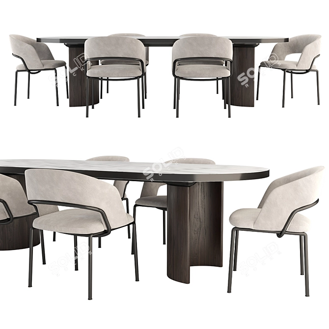 Luxury Harmony: Alma Chair & Blevio Table 3D model image 1