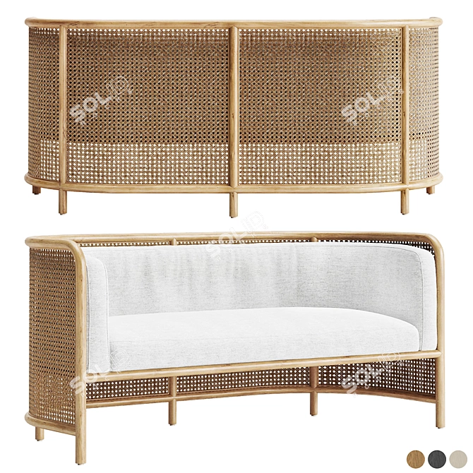 Leanne Ford Cane Settee White 3D model image 1