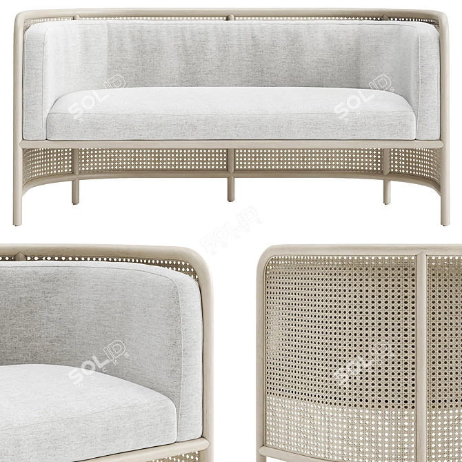 Leanne Ford Cane Settee White 3D model image 8