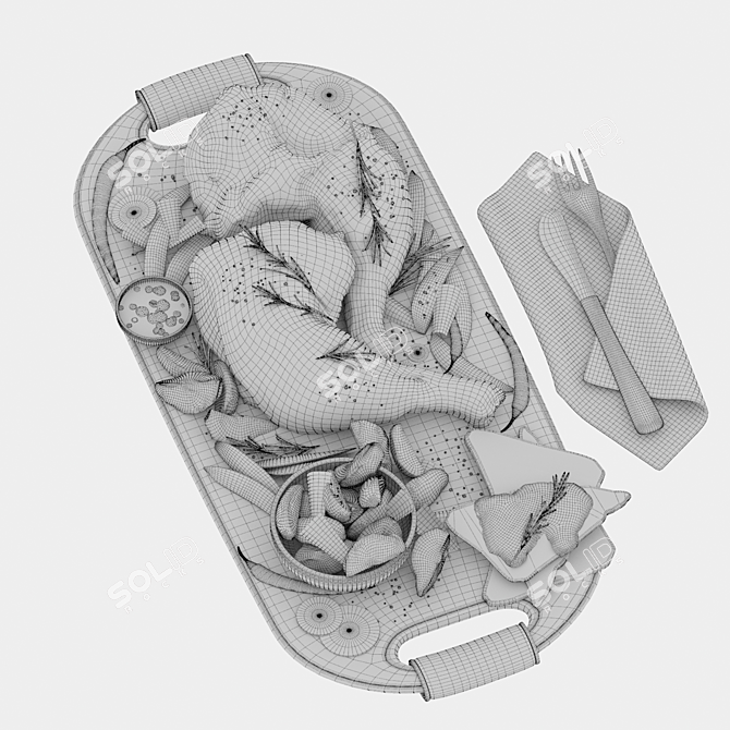 Savory Chicken Thighs & Veggies 3D model image 3