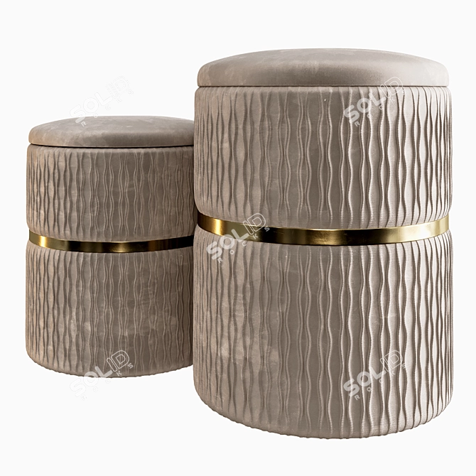 Designer Verona Pouf Set 3D model image 2