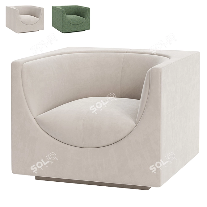 Modern Comfort Cube Armchair 3D model image 1