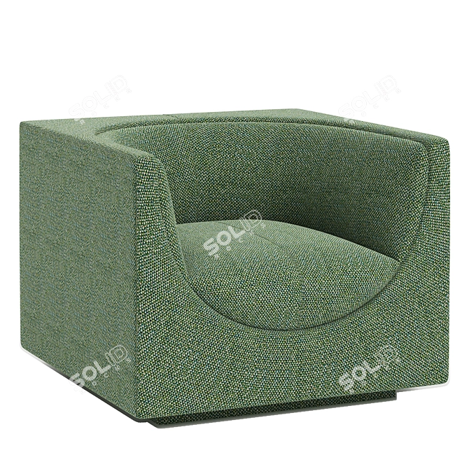 Modern Comfort Cube Armchair 3D model image 2