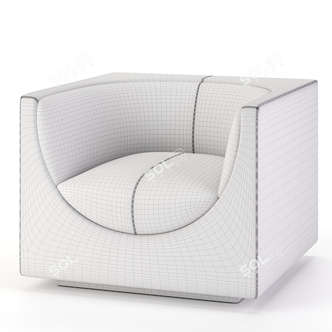 Modern Comfort Cube Armchair 3D model image 4