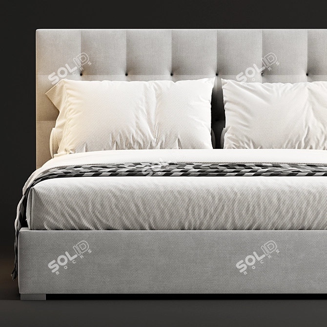 Luxury Box-Tufted Bed Frame 3D model image 2