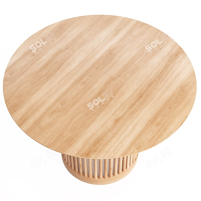 Modern Oak Round Dining Table 3D model image 2