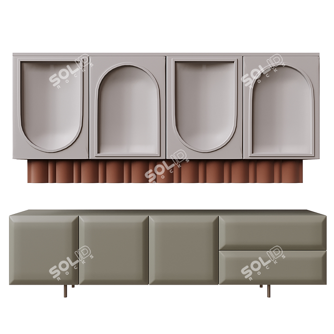 Modern White Sideboard Buffet Storage 3D model image 2