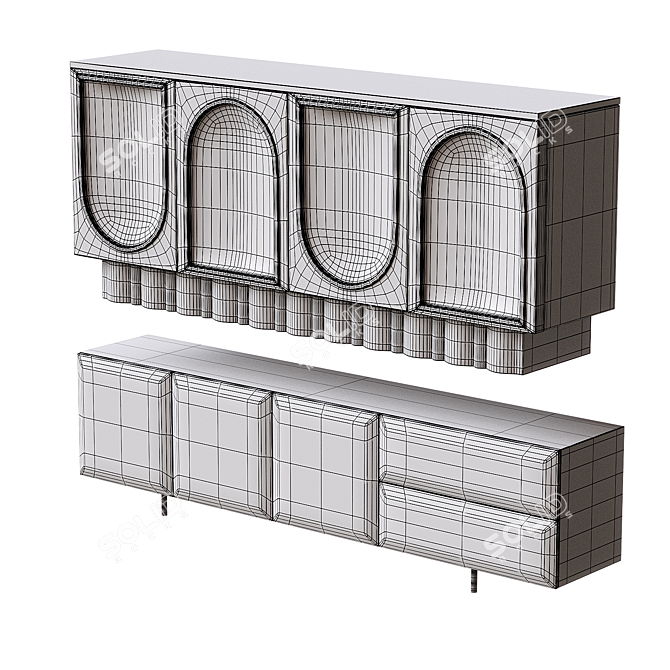 Modern White Sideboard Buffet Storage 3D model image 3