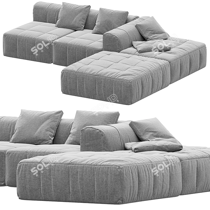 Versatile Strips Modular Sofa 3D model image 1