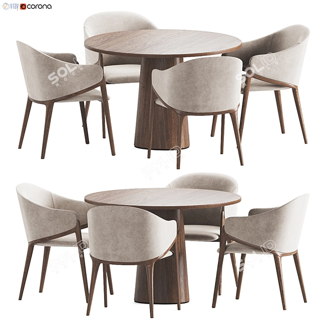 Modern Dining Set with Elegant Upholstered Chair 3D model image 1