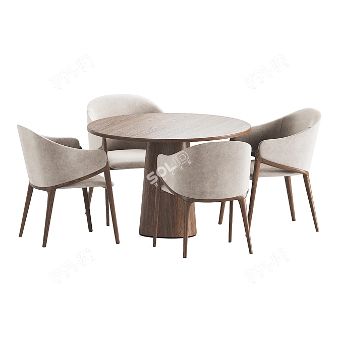 Modern Dining Set with Elegant Upholstered Chair 3D model image 3