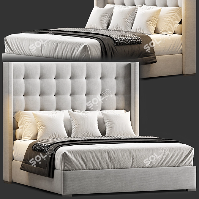 Luxury Box-Tufted Shelter Bed 3D model image 1