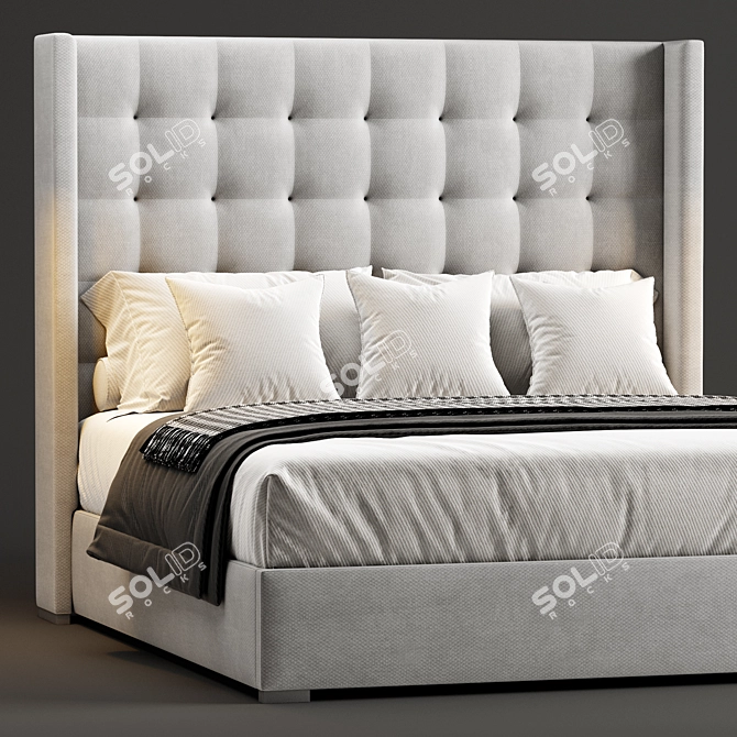 Luxury Box-Tufted Shelter Bed 3D model image 2