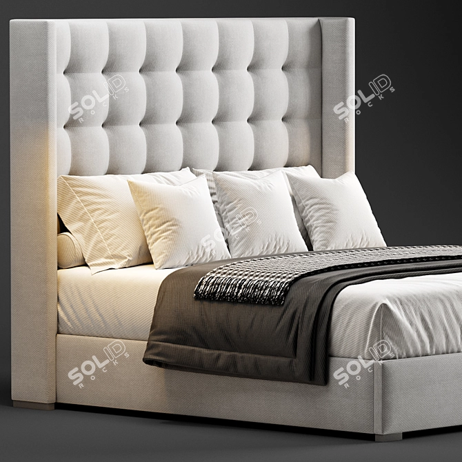 Luxury Box-Tufted Shelter Bed 3D model image 3