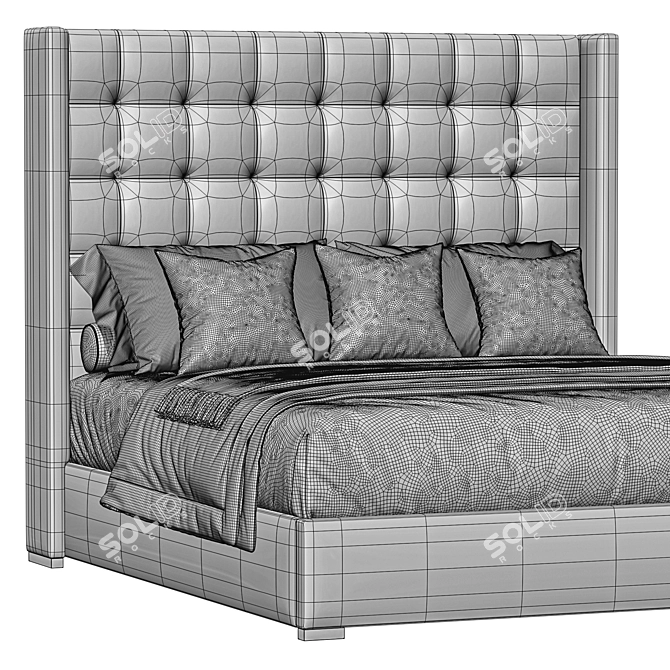 Luxury Box-Tufted Shelter Bed 3D model image 4